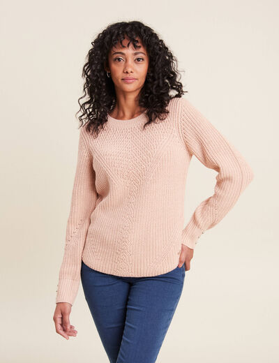 Pull manches longues rose poudrée femme