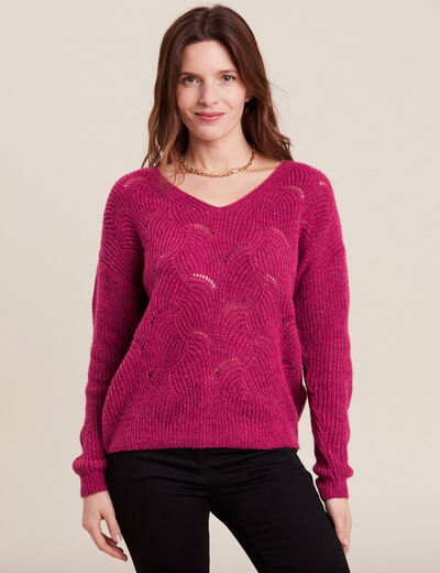 Pull manches longues rose fushia femme
