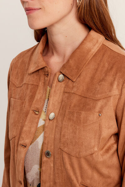 Veste droite suédine beige femme