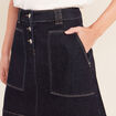 Jupe courte trap&egrave;ze en jean denim brut femme