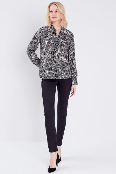 Chemise manches longues noir femme