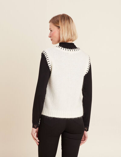 Pull sans manches ecru femme