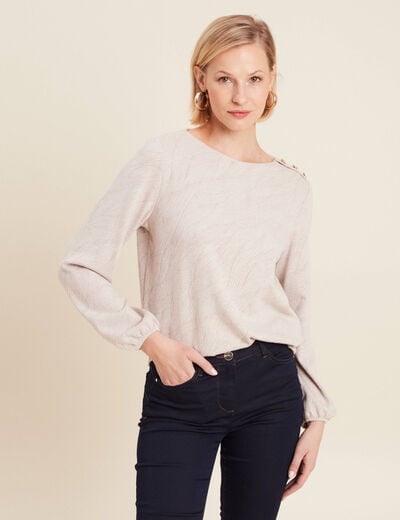 T-shirt manches longues beige femme