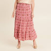 Jupe midi droite fluide rose femme
