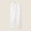 Pantalon coupe droite à coulisse blanc femme