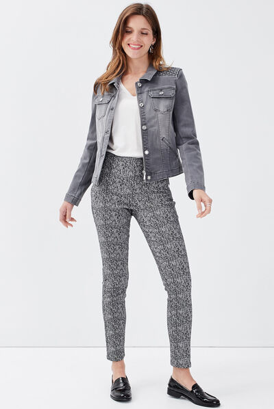Pantalon tregging taille basculée blanc femme