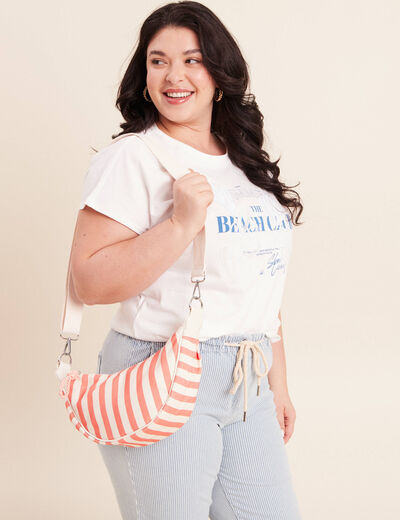 Sac bandouli&egrave;re doubl&eacute; orange fluo femme