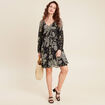 Robe évasée manches 3/4 noir femme