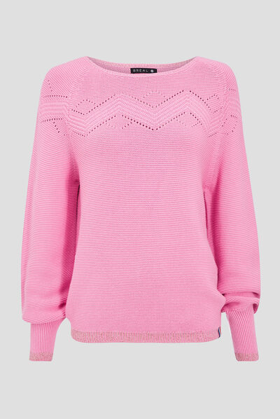 Pull confectionné en France rose vif femme