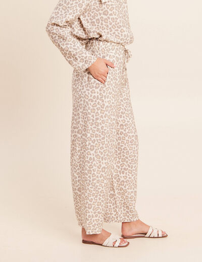 Pantalon coupe barrel taille haute blanc femme