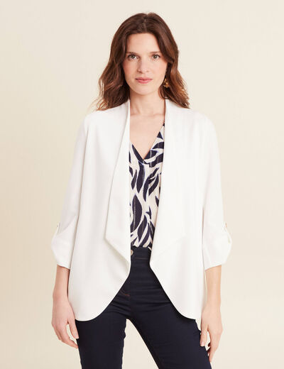 Veste esprit tailleur cascade ecru femme