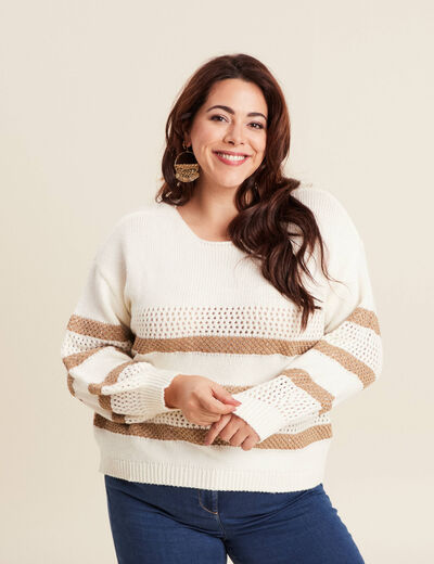 Pull manches longues blanc femme