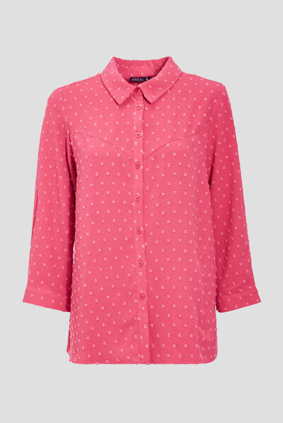 Chemise manches 3/4 rose framboise femme