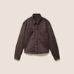 Chemise droite manches longues marron fonc&eacute; femme