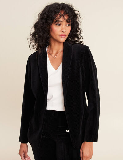 Veste tailleur velours noir femme