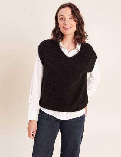 Pull sans manches noir femme