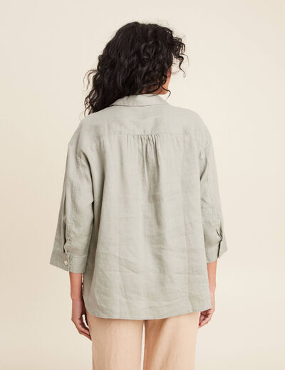 Chemise manches 3/4 vert clair femme