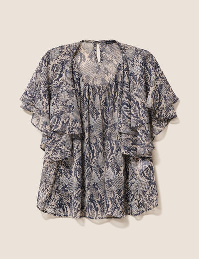 Blouse ample en voile doublée beige femme