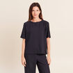 T-shirt droit col rond manches courtes bleu femme