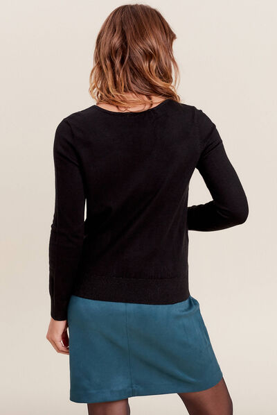Pull manches longues noir femme