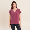 T-shirt manches courtes rouge fonc&eacute; femme