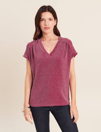 T-shirt manches courtes rouge fonc&eacute; femme