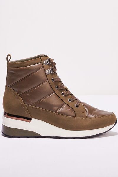 Baskets montantes compensées vert kaki femme