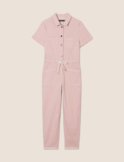 Combinaison pantalon boutonné rose pastel femme