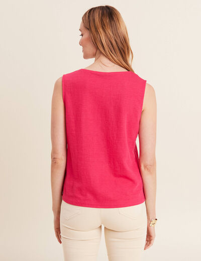 Débardeur sans manches noué rose framboise femme