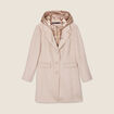 Manteau droit à capuche creme femme