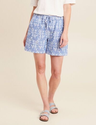 Short large taille haute bleu clair femme