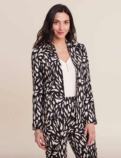 Veste en maille ajustée col châle noir femme