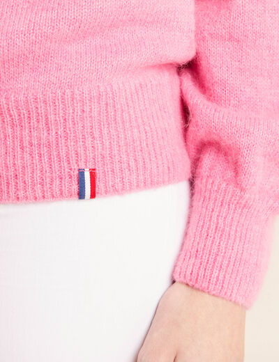 Pull confectionn&eacute; en France rose fushia femme