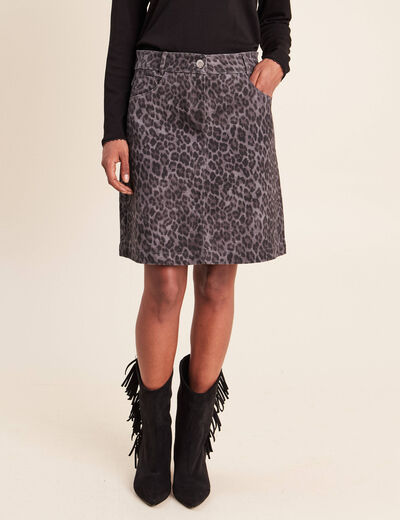 Jupe trap&egrave;ze courte gris ardoise femme