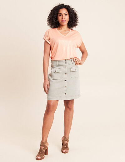 T-shirt manches courtes rose saumon femme