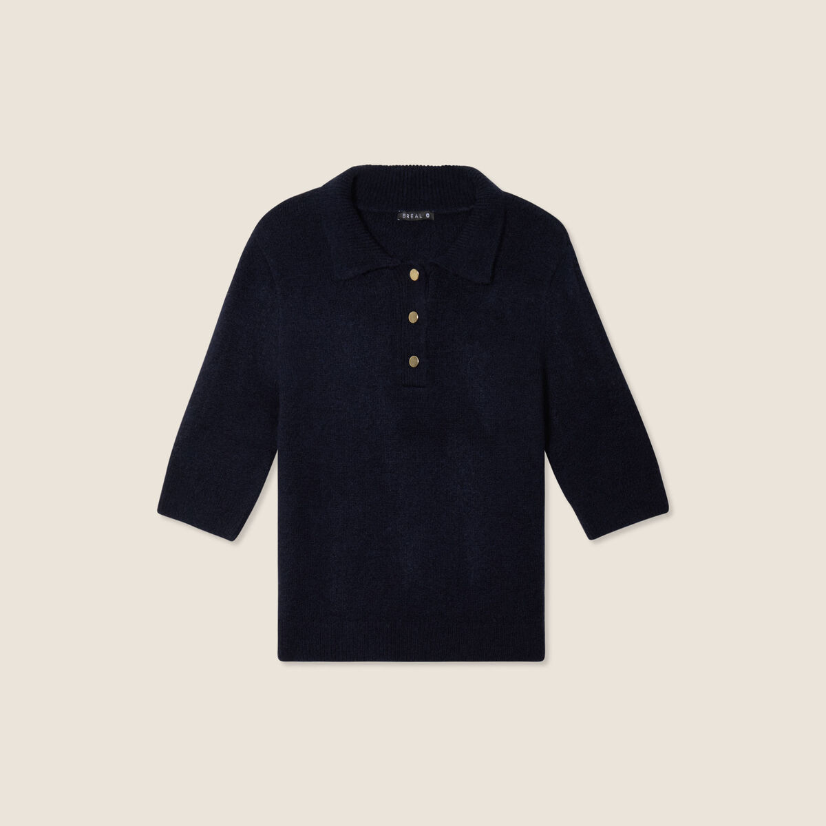 Pull manches courtes bleu foncé femme