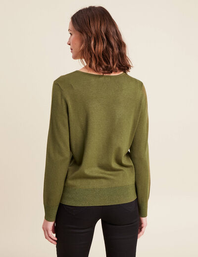 Pull manches longues vert kaki femme