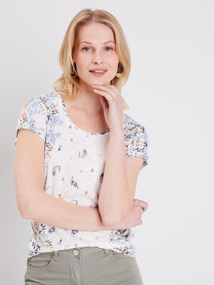 T shirt manches courtes ecru femme