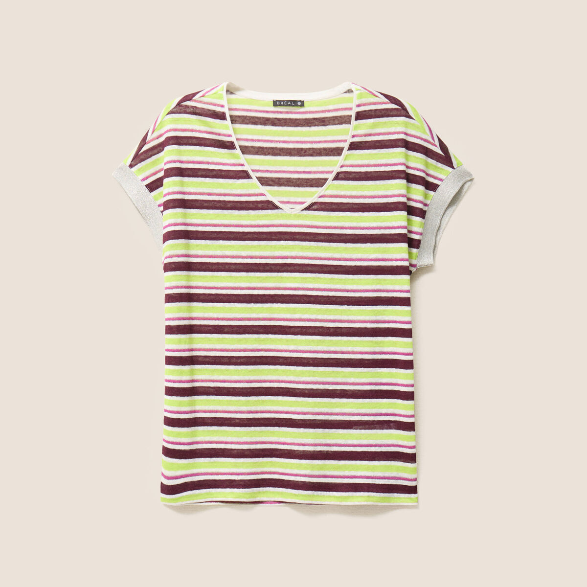 T-shirt manches courtes prune femme
