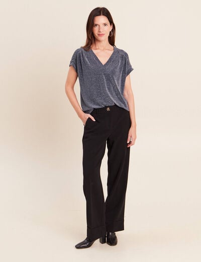 T-shirt manches courtes bleu marine femme