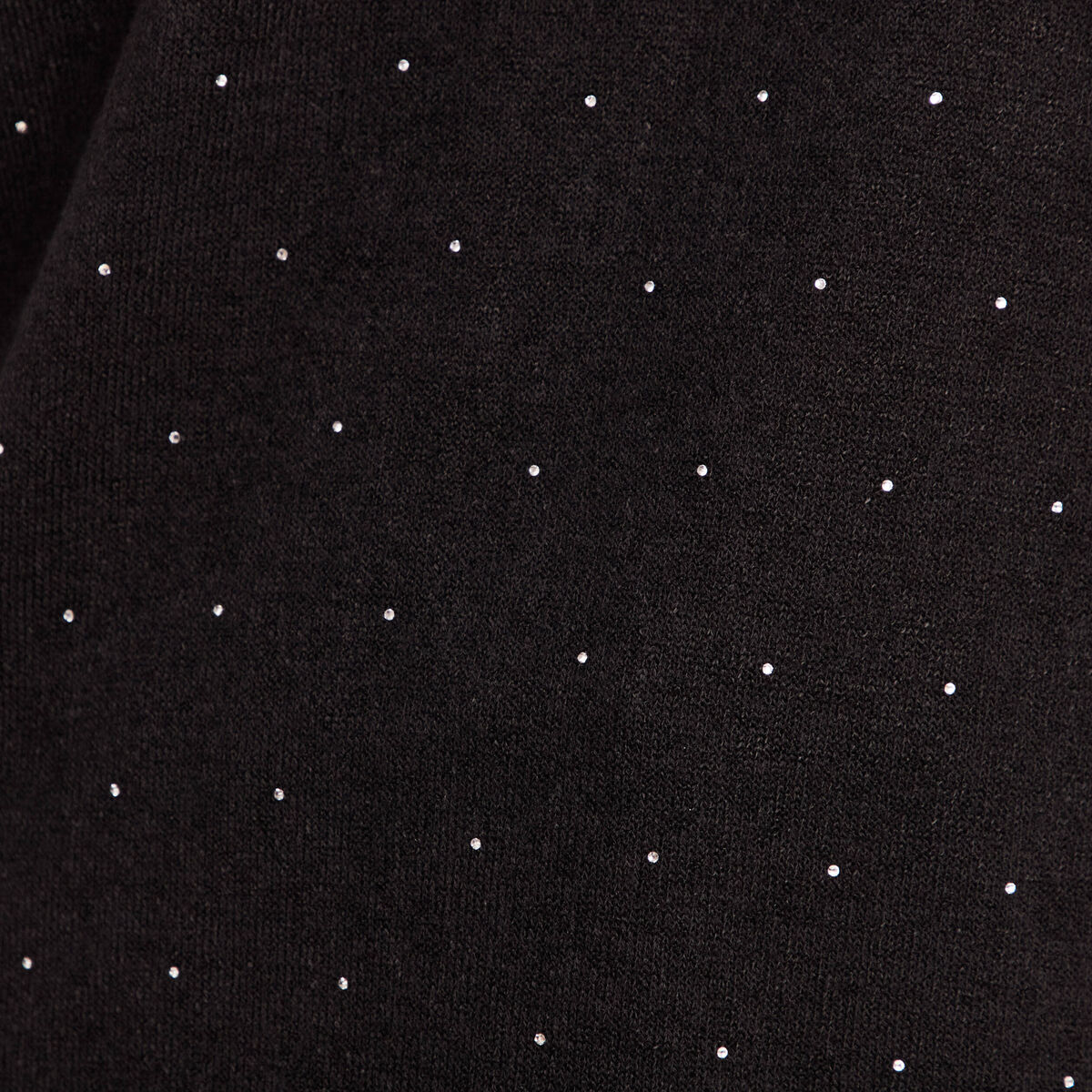 Sweat &agrave; capuche manches longues strass noir femme