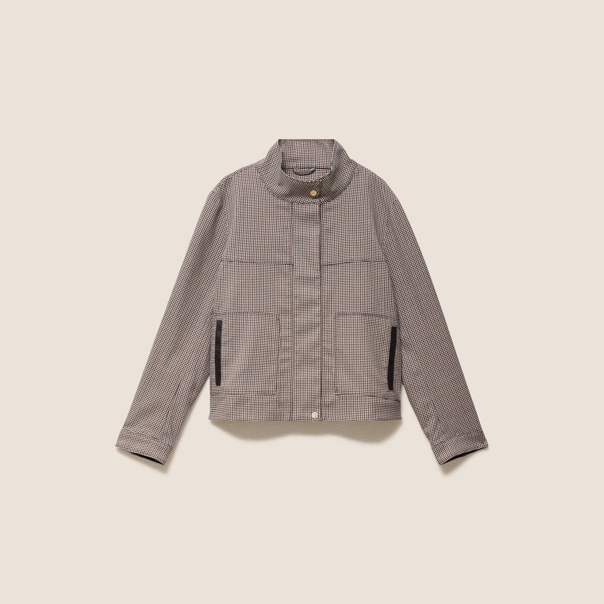 Veste col montant doubl&eacute;e marron femme