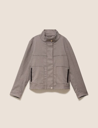 Veste col montant doubl&eacute;e marron femme