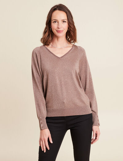 Pull manches longues couleur cuivre femme