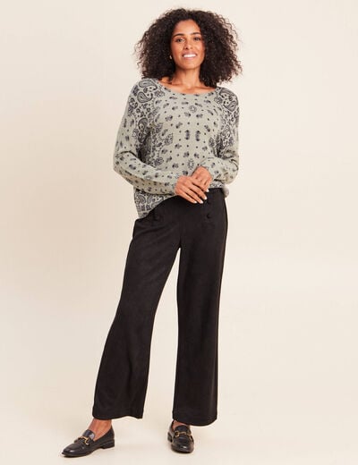 Pull col rond vert femme