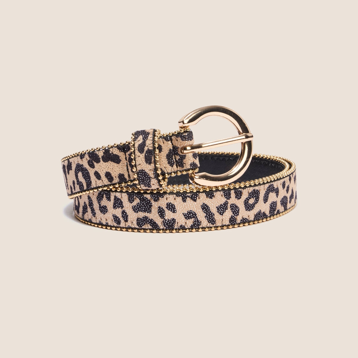 Ceinture fine avec cha&icirc;ne beige femme