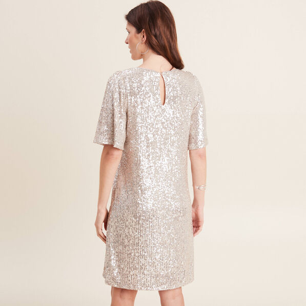 Robe évasée sequins couleur or femme