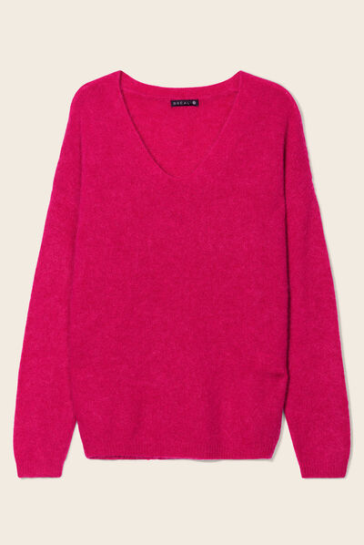 Pull manches longues rose fushia femme