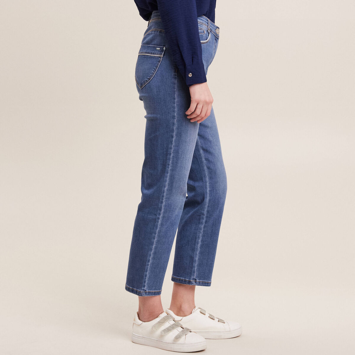 Jean droit 7/8ème denim stone femme