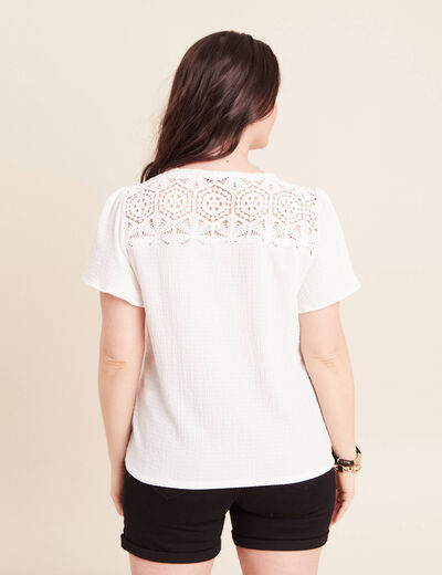 T-shirt manches courtes ecru femme